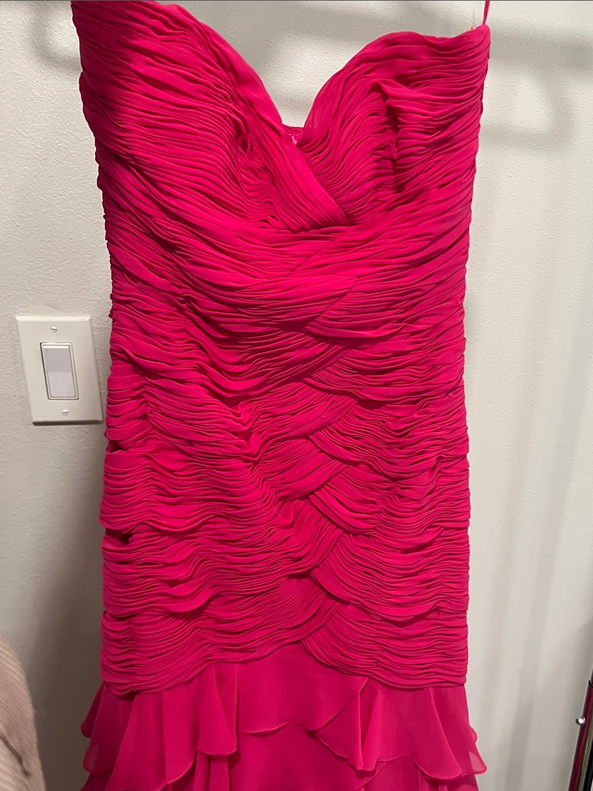 Strapless Ruched Fuchsia Evening Dress